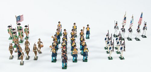 RON WALL AND EDMUND'S PAINTED PEWTER SOLDIERS, LATE 20TH C., 44 PCS., H 2.5" (EACH) 