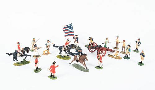 W. BRITAIN, PAINTED PEWTER AMERICAN REVOLUTION FIGURES, LATE 20TH/EARLY 21ST C., 19 PCS. 