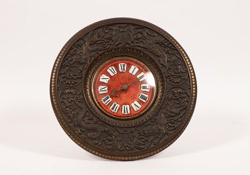 BRONZE PATINATED DIAL CLOCK, C. 1900, DIA 12" 