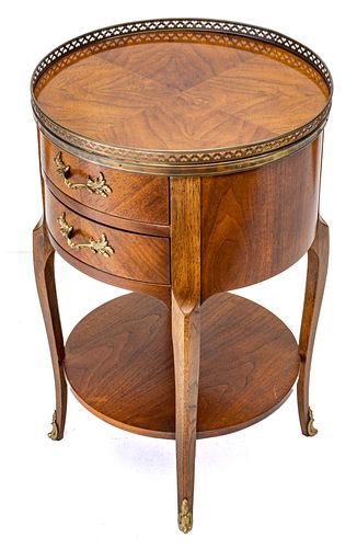 FRENCH STYLE MAHOGANY ROUND SIDE TABLE, H 25", DIA 15"