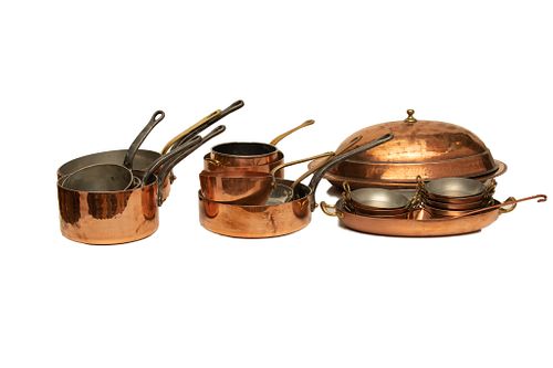 FRENCH COPPER AND BRASS COOKWARE 7 PCS. 2 BOGGUSTO,  