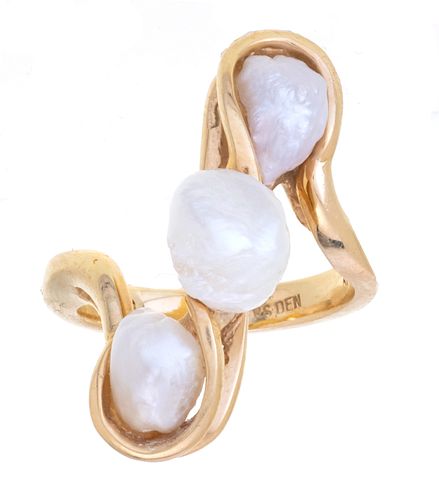 MOBE PEARL & 14 KT YELLOW GOLD RING C 1950 