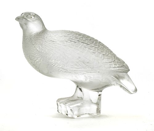 LALIQUE FROSTED CRYSTAL PARTRIDGE QUAIL H 5" L 6" 