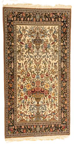 PERSIAN ISFAHAN SILK FOUNDATION, HANDWOVEN WOOL WITH SILK HIGHLIGHTS RUG, C. 1970, W 6' 9", L 10' 3" 