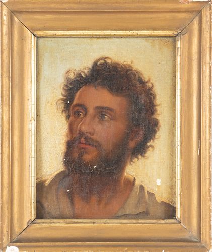OIL ON CANVAS, 19TH C.,  H 9", W 7", PORTRAIT OF A MAN 