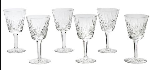 WATERFORD 'LISMORE' CRYSTAL WINE GLASSES, 15 PCS, H 6"