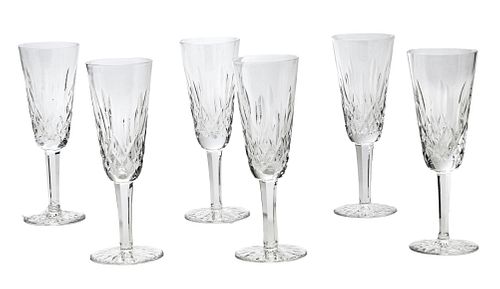 WATERFORD 'LISMORE' CRYSTAL CHAMPAGNE FLUTES, 10 PCS, H 7.5"