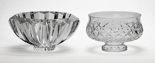 CUT CRYSTAL FOOTED BOWL, H 5", DIA 7" + ORREFORS CENTERPIECE H 5", DIA 10" 