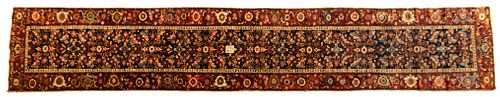 ANTIQUE PERSIAN MALAYER HANDWOVEN WOOL RUNNER, C. 1920, W 3', L 16' 