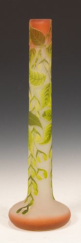 CRISTALLERIE D'EMILE GALLE (FRENCH, ESTABLISHED 1874–1936) CAMEO GLASS VASE, CIRCA 1900, H 23.5", DIA 7"
