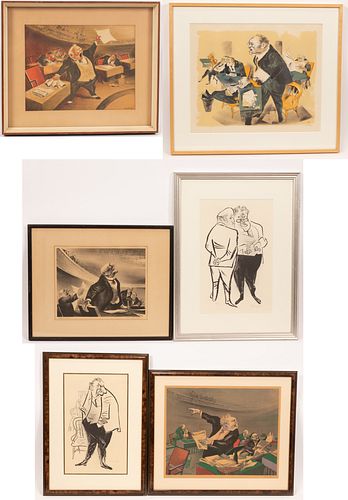 WILLIAM GROPER (AMERICAN, 1897–1977) LITHOGRAPHS ON WOVE PAPER (3 IN COLORS), GROUP OF SIX H 10-16" W 8-20" 