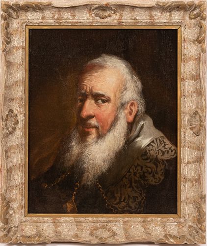 AFTER DOMENICO TINTORETTO (ITALIAN, 1560–1635) OIL ON CANVAS, H 20.5" W 16.5" PORTRAIT OF AN ELDERLY BEARDED MAN 