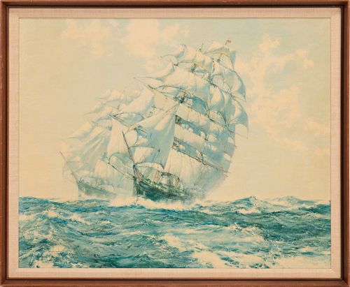 AFTER MONTAGUE DAWSON (ENGLISH, 1890-1973) GICLEE ON CANVAS, H 29", W 36", CLIPPER SHIP 