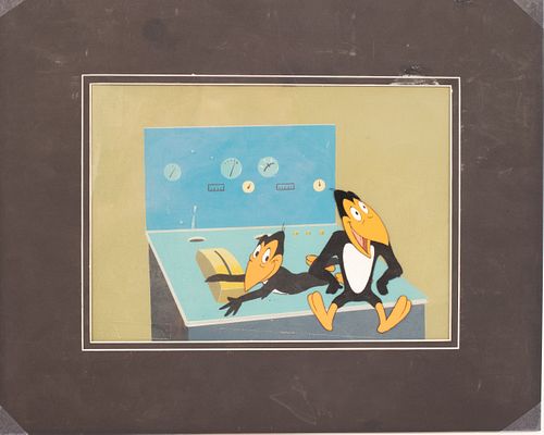 U.S, ANIMATION CEL UNFRAMED PICTURE SIGNED CERTIFICATE 1979 AND NUMBERED #00-1. HECKYL & JECKYL 'MARS SPACE PROB' H 8.3" IMAGE 