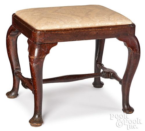 Queen Anne mahogany stool, mid 18th c.