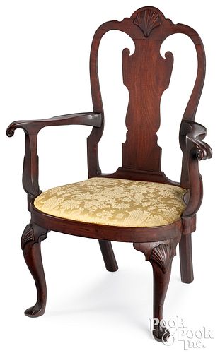 Important Pennsylvania Queen Anne walnut armchair