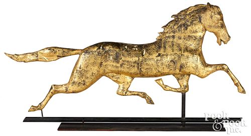 Large full-bodied copper running horse weathervane