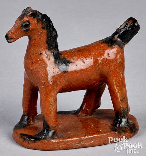 Pennsylvania redware horse whistle, 19th c.