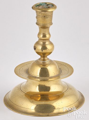 Brass bell base taperstick, 17th c.