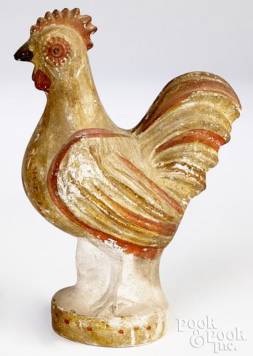 Large Pennsylvania chalkware rooster, 19th c.