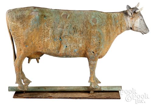 Full-bodied copper cow weathervane, 19th c.
