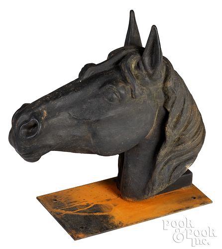 Cast iron horse head livery trade sign, 19th c.