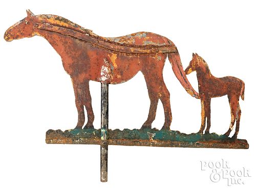 Sheet iron horse and foal weathervane, 19th c.