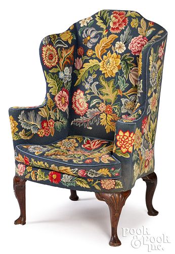 George II mahogany wing chair, mid 18th c.