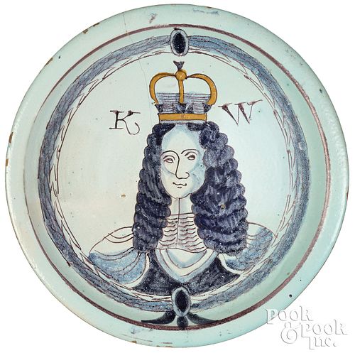 English Delftware King William charger