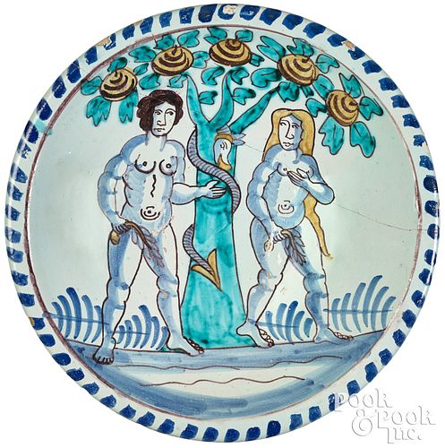 Delftware blue dash Adam and Eve charger