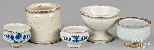 Five Delftware ointment jars, 17th c.