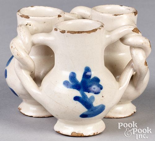 English Delftware fuddling cup, ca. 1640