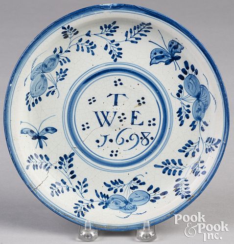 English Delftware marriage plate