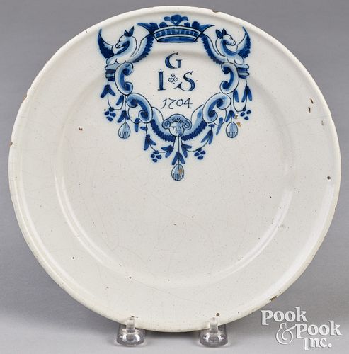 English Delftware marriage plate