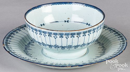 Delftware marriage bowl and attached underplate