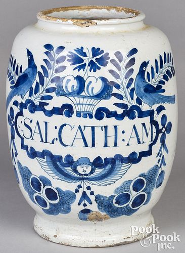 Large Delftware blue and white apothecary jar