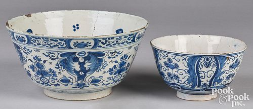 Two Delftware blue and white bowls, 18th c.