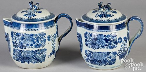 Pair of Chinese export cider pitchers