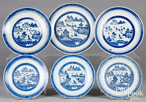 Six Chinese export porcelain Canton chargers
