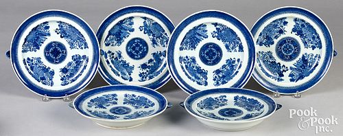 Six Chinese export porcelain warming plates