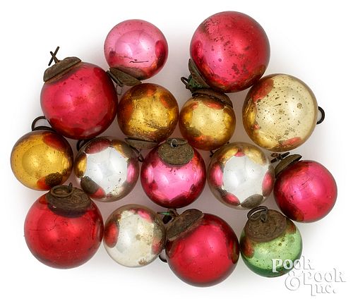 Fifteen miniature Kugel Christmas ornaments