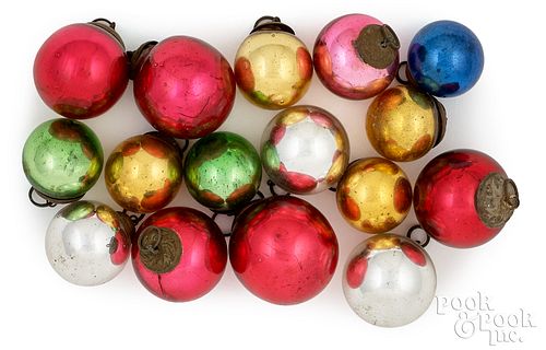 Sixteen miniature Kugel Christmas ornaments