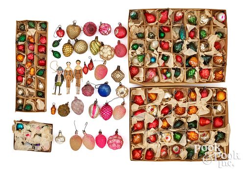 Group of vintage glass Christmas ornaments