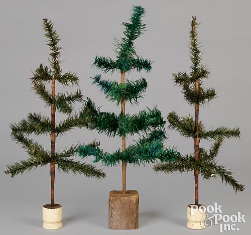 Three small German feather trees, ca. 1900