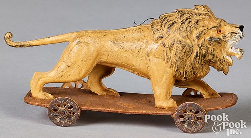 Dresden lion on wheels Christmas ornament pull toy