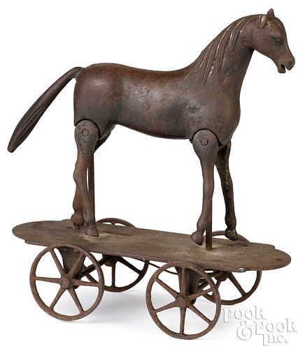 Ives cast iron walking horse platform pull toy