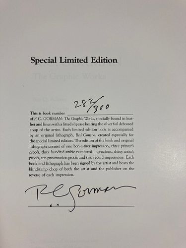 R. C. GORMAN Signed LIMITED EDITION Numbered THE GRAPHIC WORKS 282 OF 300