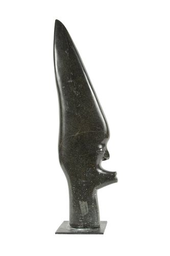 AFRICAN CARVED STONE SCULPTURE, 20TH C., H 27" 