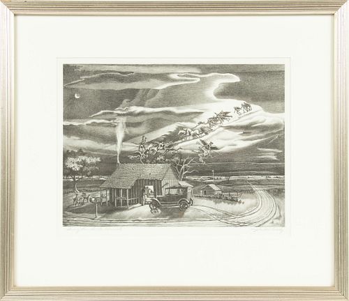 JOHN MCCRADY (AMERICAN, 1911–1968) LITHOGRAPH ON WOVE PAPER, 1941 H 10.825" W 14.75" SWING LOW SWEET CHARIOT 