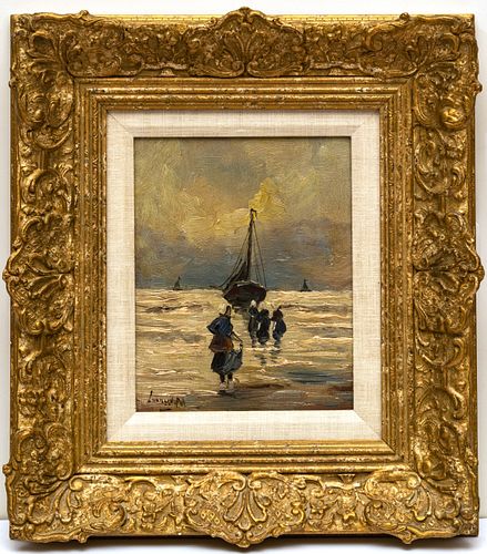 LOUIS VAN DER POL (DUTCH 1896 - 1982) OIL ON BOARD, H 9.5", W 8", SAIL BOAT 